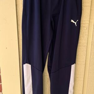 Puma Dark Blue and White Athletic Pants